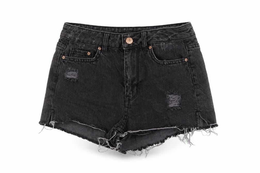 Divided by H&M Womens Black Cotton Hot Pants Shorts Size 4 L3 in Regular Button