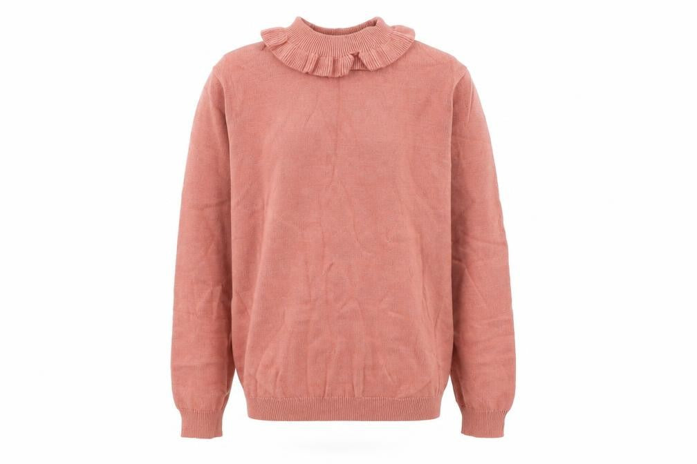 Front view of SHEIN girls’ pink high neck viscose jumper, size 12, years pullover
