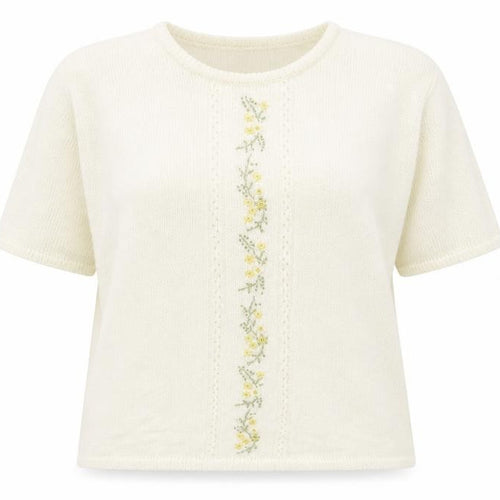 Bonmarché Womens Ivory Round Neck Acrylic Pullover Jumper Size XL - Flowers