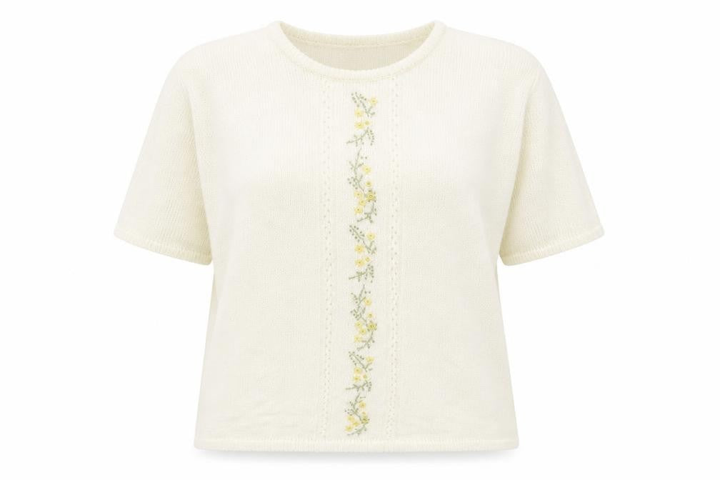 Bonmarché Womens Ivory Round Neck Acrylic Pullover Jumper Size XL - Flowers