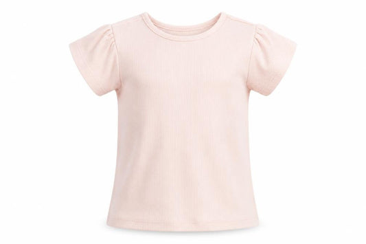 Front view of Primark girls’ pink cotton basic t-shirt, size 9-12, months round neck pullover - ribbed