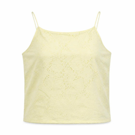 Front view of Primark women’s yellow polyamide camisole t-shirt, size XL, square neck - lace detail