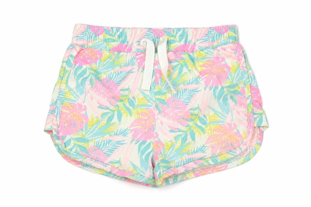 Dunnes Stores Girls Multicoloured Geometric 100% Cotton Hot Pants Shorts Size 5-6 Years Regular Tie - Leaf Print