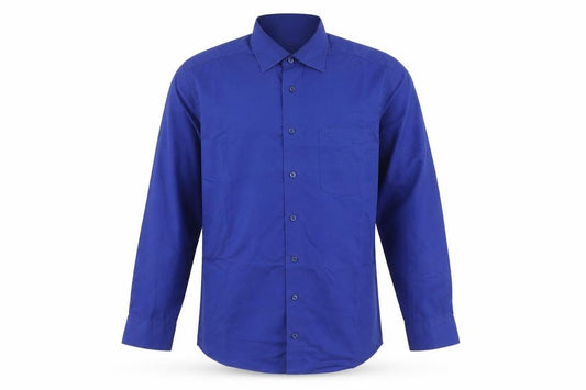 Front view of Casa Moda men’s blue cotton button-up, size 40, collared