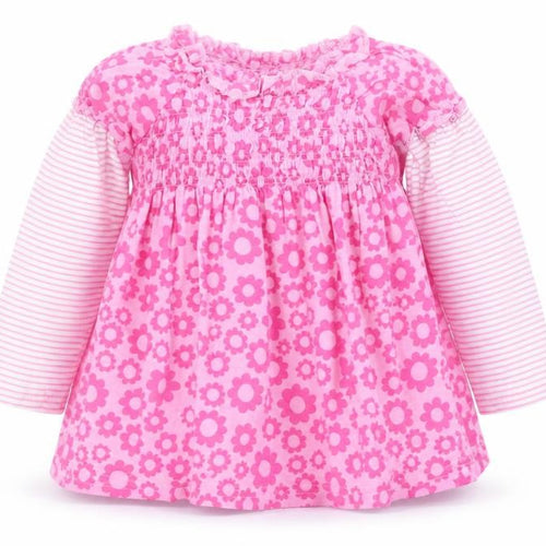 Marks and Spencer Girls Pink Floral Cotton Skater Dress Size 12-18 Months Round Neck Pullover