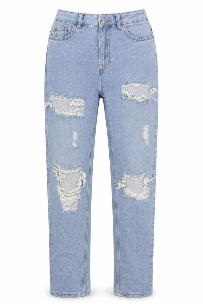 Denim & Co. Womens Blue Cotton Mom Jeans Size 6 L30 in Regular Button