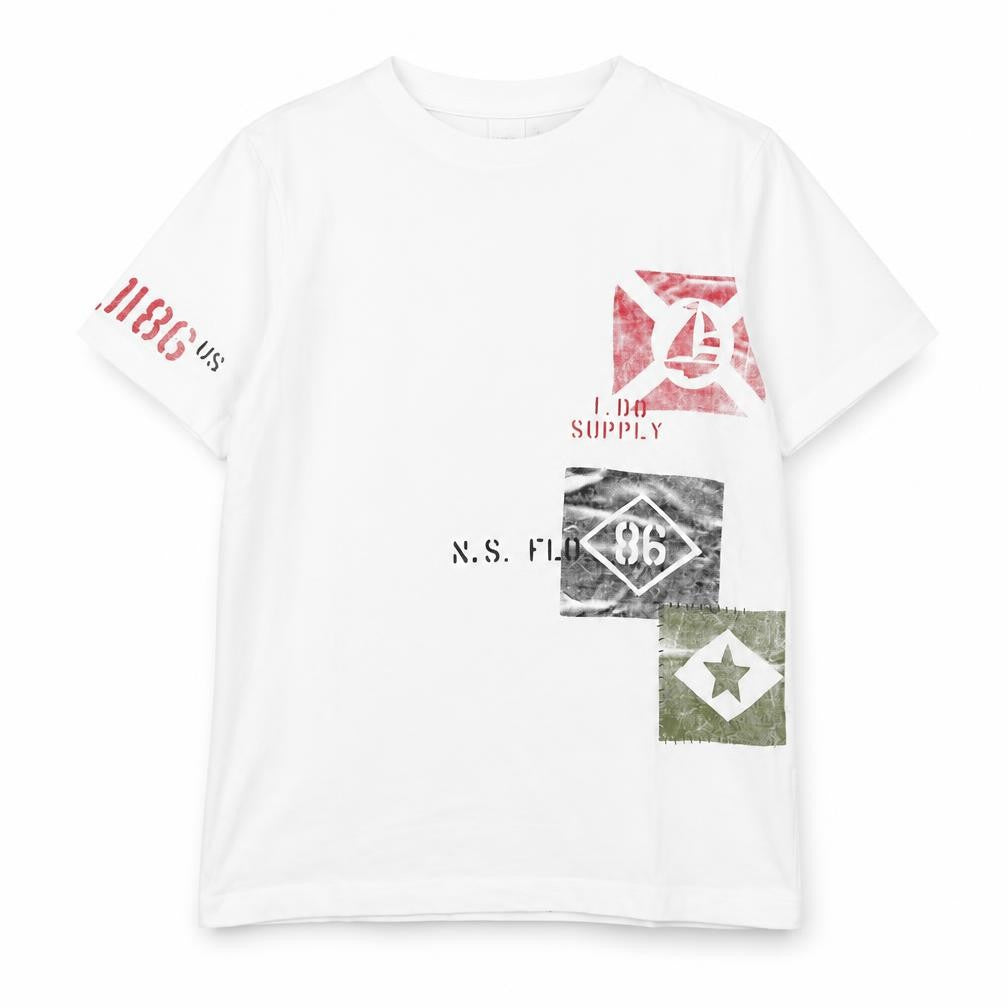 Front view of I Do boys’ white cotton basic t-shirt, size 7-8, years round neck pullover