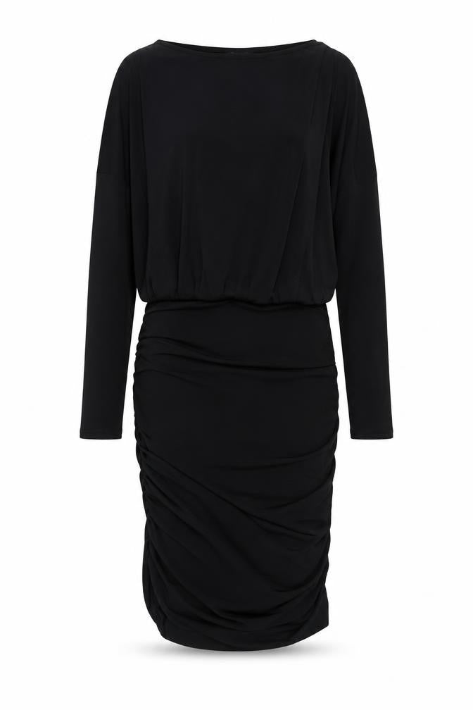Front view of New Look women’s black polyester bodycon, size UK 10, boat neck pullover