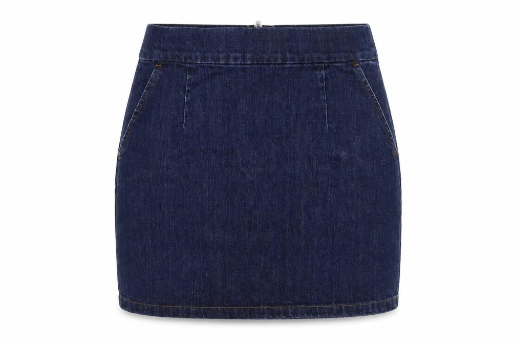 Topshop Womens Blue Cotton Mini Skirt Size 28 in Zip