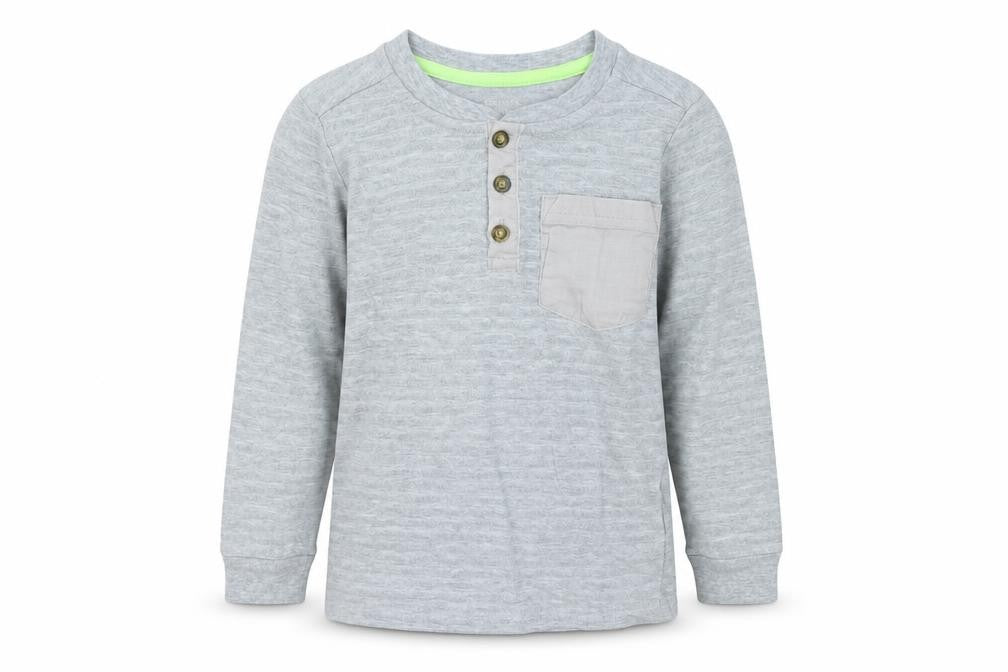 Carter's Boys Grey Cotton Basic T-Shirt Size 4 Years Round Neck Button