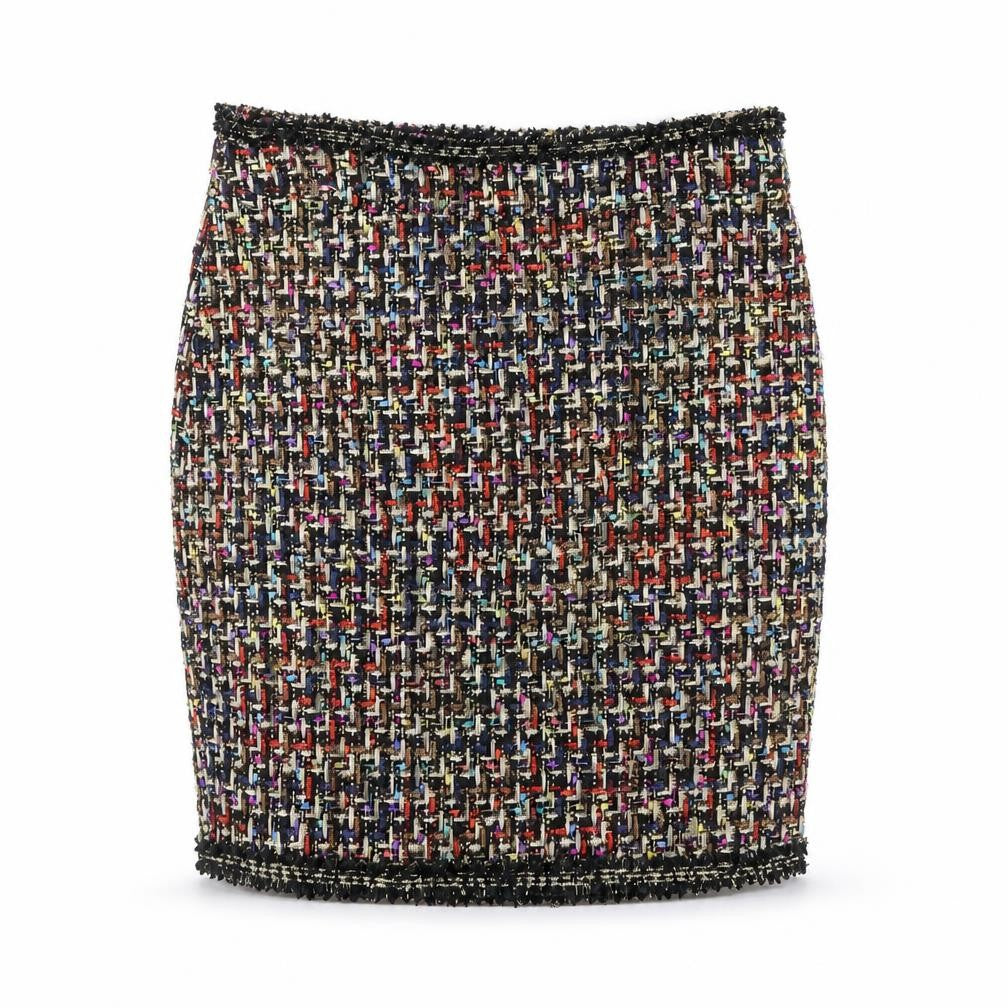 Front view of Savida women’s multicoloured polyester straight & pencil skirt, size S, zip