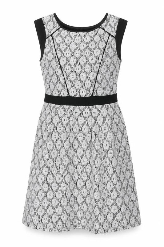 Front view of Dorothy Perkins women’s multicoloured floral polyester a-line, size UK 14, roll neck zip