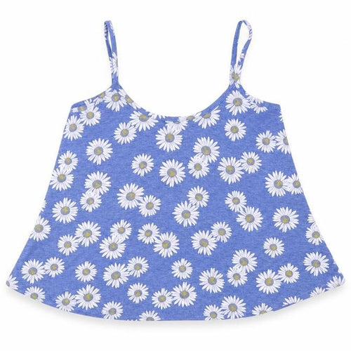 Influence Womens Blue Floral Viscose Cropped Tank Size S Round Neck