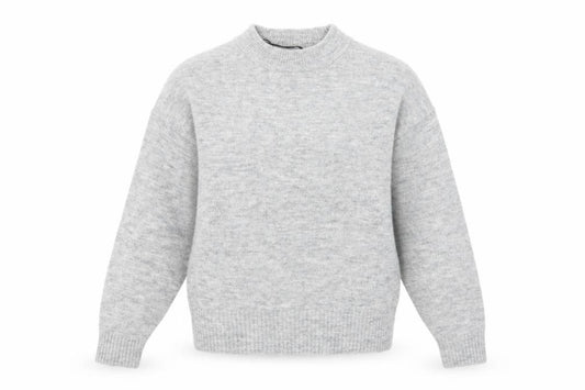 Front view of H&M women’s grey crew neck polyester jumper, size XS