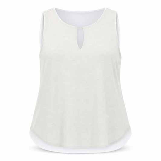 Front view of ecru women’s grey polyester basic blouse, size XL, round neck