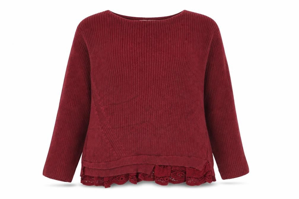 Wrap Womens Red Round Neck Cotton Pullover Jumper Size 10