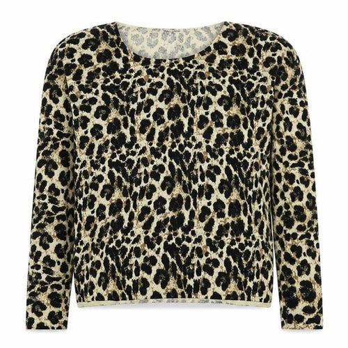 ESMARA Womens Brown Round Neck Animal Print Cotton Pullover Jumper Size 10