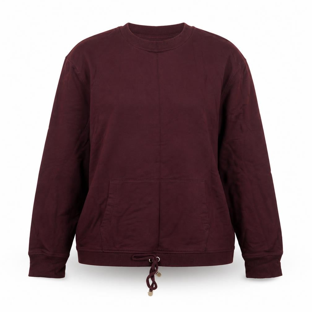 Front view of F&F women’s purple viscose pullover sweatshirt, size UK 8, pullover - burgandy