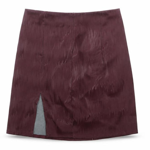 SheIn Womens Purple Geometric Polyester A-Line Skirt Size S Zip - Leather Look