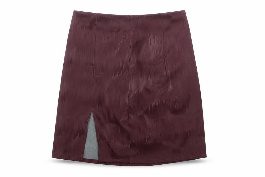SheIn Womens Purple Geometric Polyester A-Line Skirt Size S Zip - Leather Look