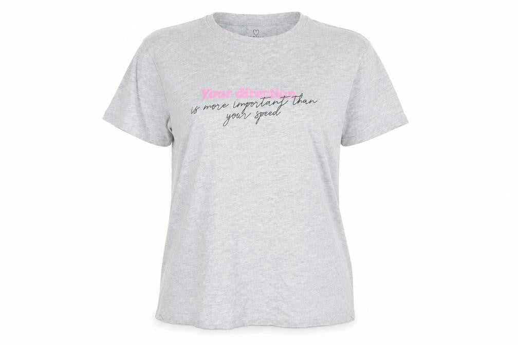 Primark Womens Grey Cotton Basic T-Shirt Size S Crew Neck - Your Direction.... Is more important than your speed.
