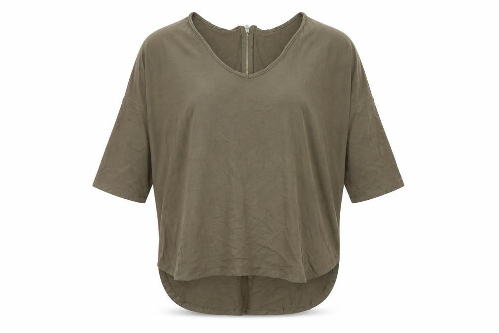 Select Womens Green Viscose Basic T-Shirt Size 12 V-Neck