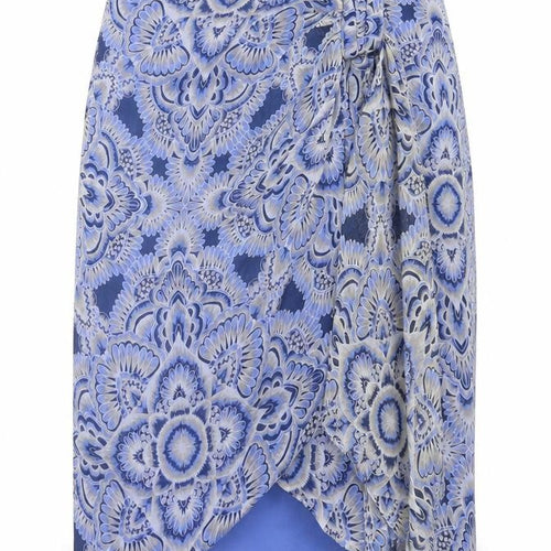 Mango Womens Blue Paisley Polyester A-Line Skirt Size 6 Zip - Tie Front