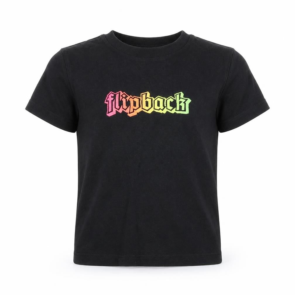 Front view of Next girls’ black cotton basic t-shirt, size 5, years round neck pullover - flipback