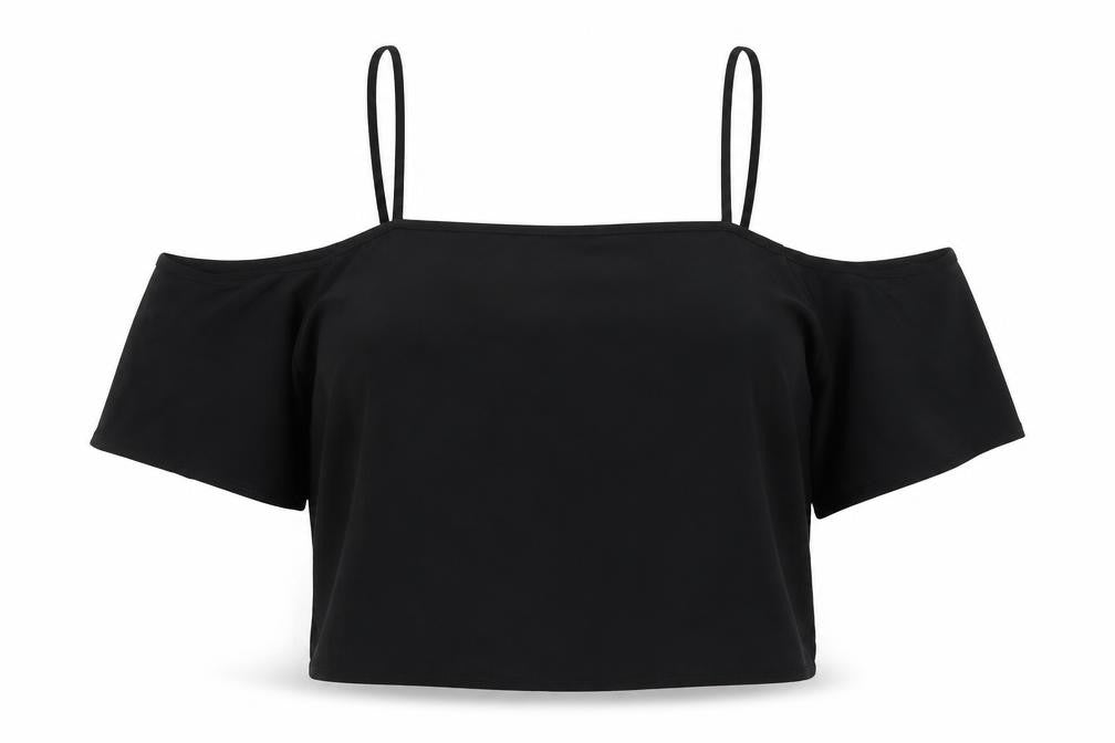 Forever 21 Womens Black Polyester Basic Blouse Size S Off the Shoulder