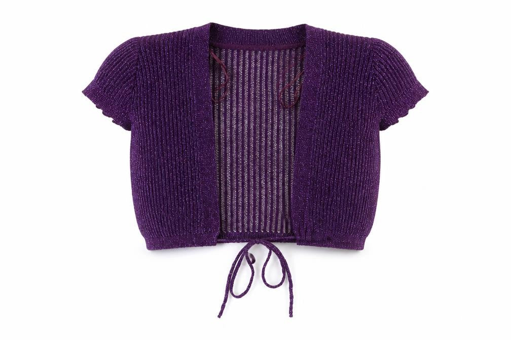 Therapy Womens Purple V-Neck Acrylic Shrug Jumper Size 10
