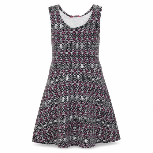 YD Girls Multicoloured Geometric Cotton Skater Dress Size 7-8 Years Round Neck