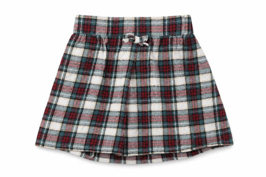 Front view of George girls’ green plaid cotton skater skirt, size 2-3, years regular pull on