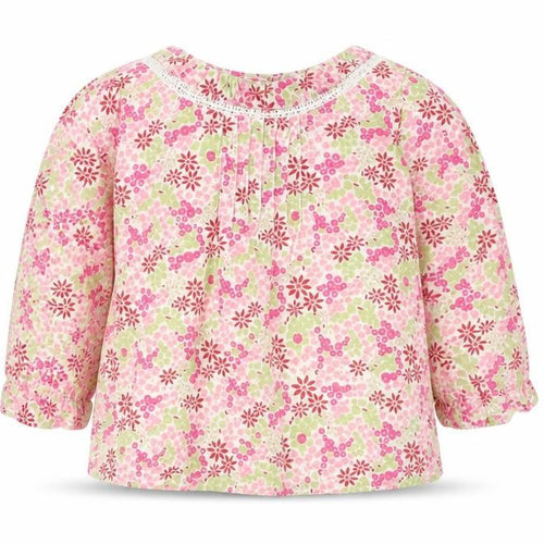 H&M Baby Pink Floral Cotton Basic Blouse Size 3-6 Months Round Neck Buckle