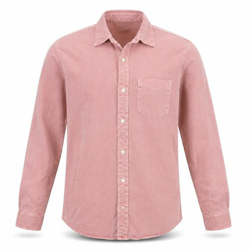 Pull&Bear Mens Pink Cotton Button-Up Size S Collared Button