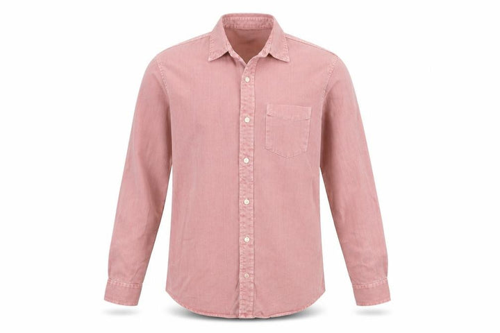 Pull&Bear Mens Pink Cotton Button-Up Size S Collared Button