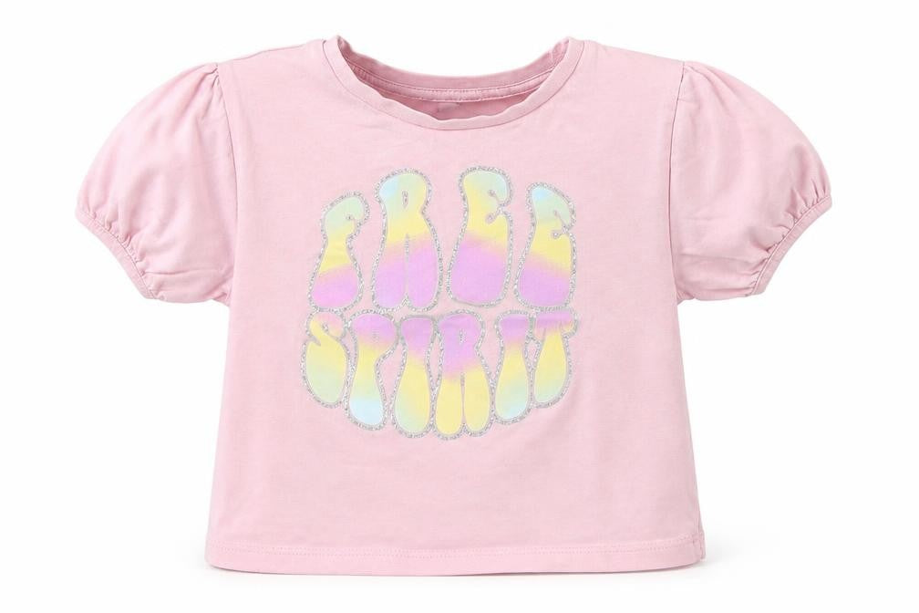 Dunnes Stores Girls Pink Cotton Basic T-Shirt Size 4-5 Years Round Neck - Free Spirit