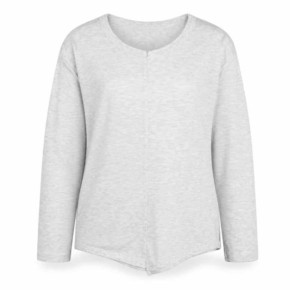 Front view of Next women’s grey round neck viscose jumper, size UK 12
