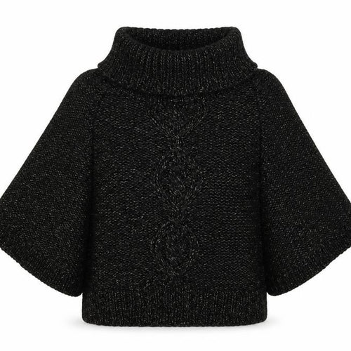 Aftershock Womens Black Roll Neck Acrylic Cape Jumper Size M