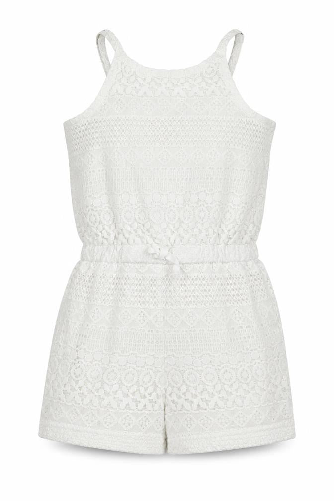 Gap Girls White Geometric Cotton Playsuit One-Piece Size 8-9 Years Pullover