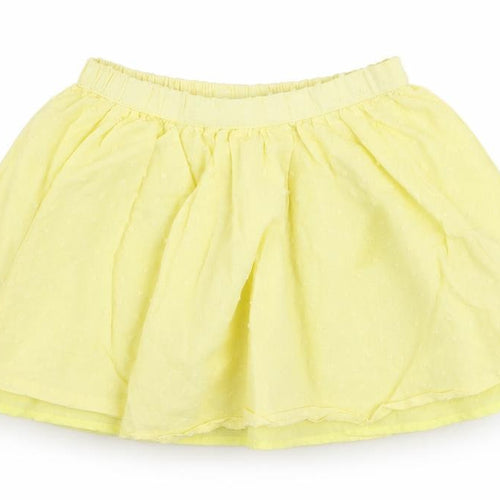 So Cute Girls Yellow 100% Cotton Pleated Skirt Size 18-24 Months
