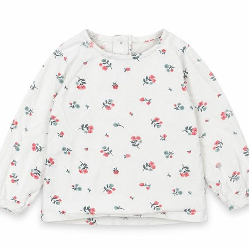 Dunnes Stores Girls White Floral Cotton Basic T-Shirt Size 6-9 Months Round Neck Button