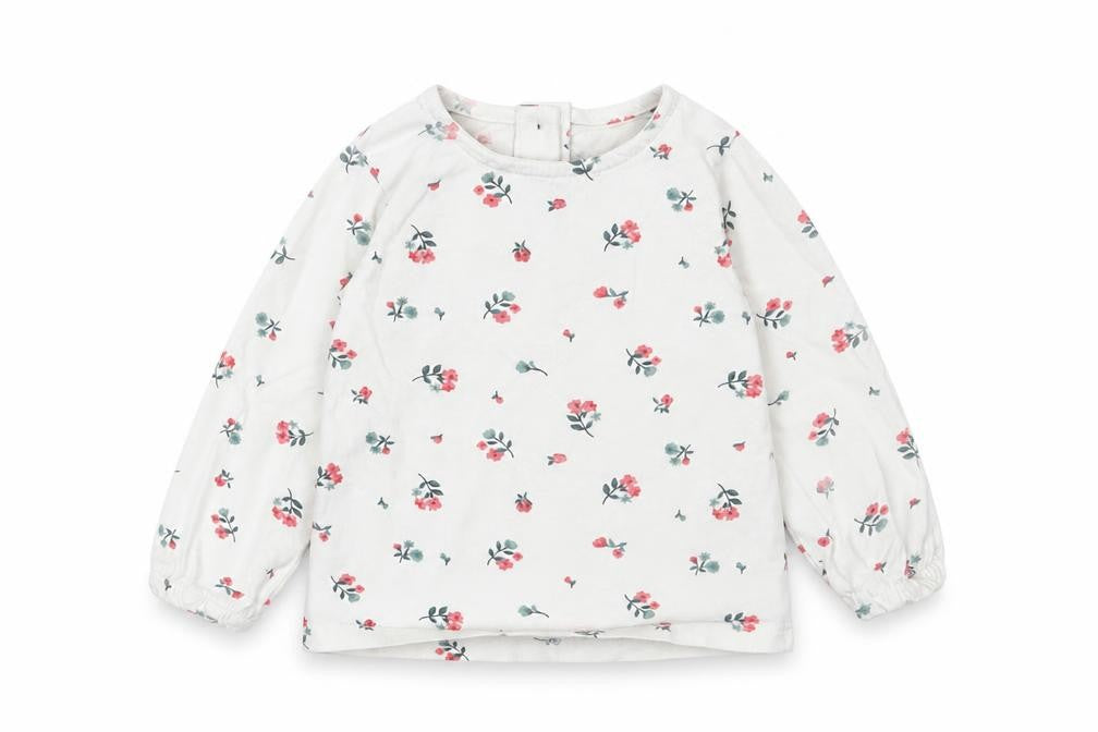 Dunnes Stores Girls White Floral Cotton Basic T-Shirt Size 6-9 Months Round Neck Button