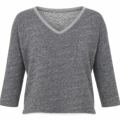 Divided by H&M Womens Grey V-Neck Cotton Pullover Jumper Size XS