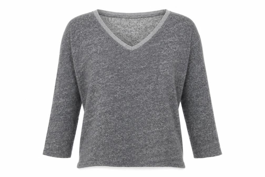 Divided by H&M Womens Grey V-Neck Cotton Pullover Jumper Size XS
