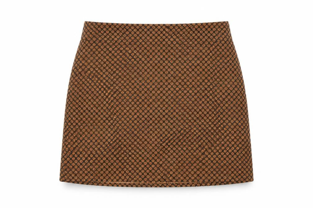 Pull&Bear Womens Orange Geometric Polyester Mini Skirt Size XS Zip