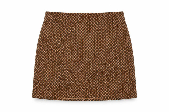 Pull&Bear Womens Orange Geometric Polyester Mini Skirt Size XS Zip