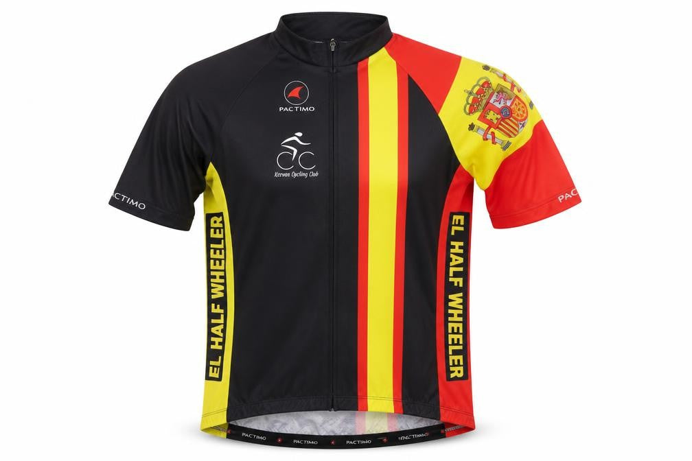 Front view of Pactimo men’s multicoloured geometric jacket, size XL, zip - el half wheeler