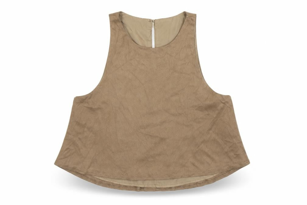 IRIS Womens Brown Polyester Basic Tank Size S Scoop Neck