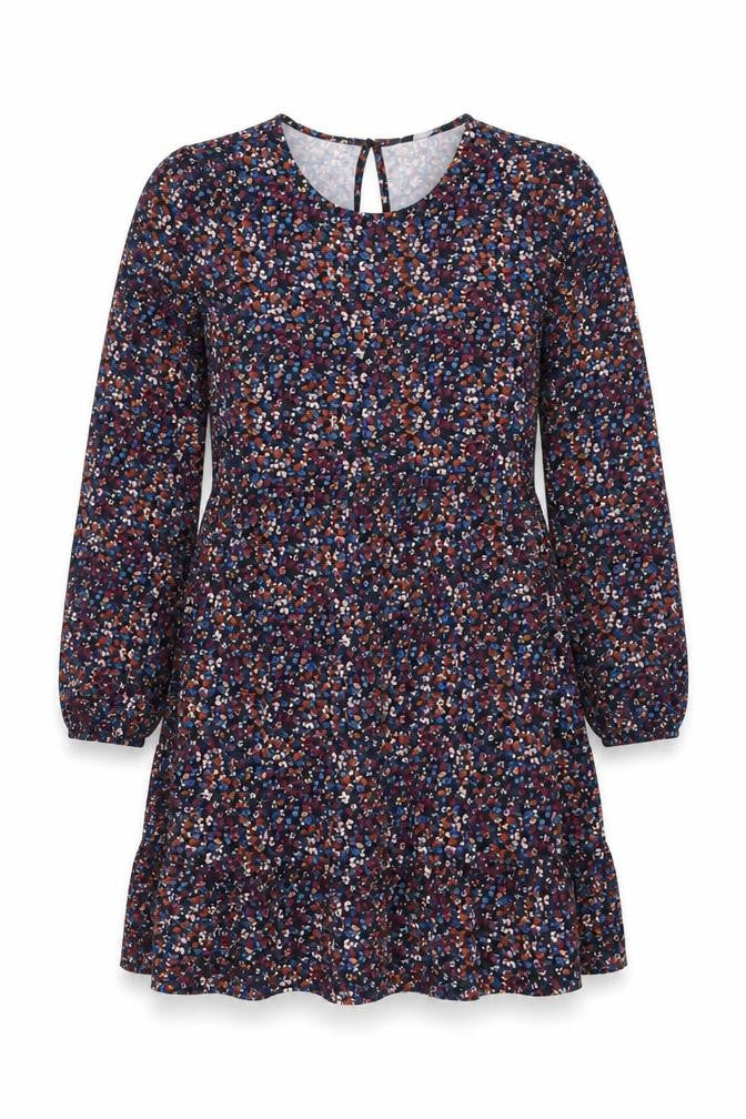 Front view of New Look women’s multicoloured floral polyester a-line, size UK 8, round neck button