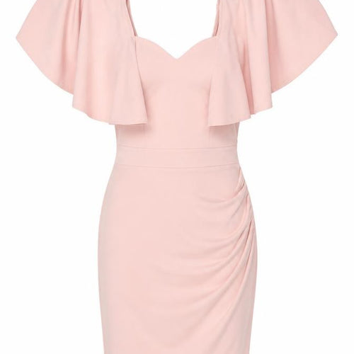 Grace Karin Womens Pink Polyester Bodycon Size S V-Neck - Butterfly Sleeve